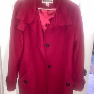Kristen Blake Red Wool-Blend Pea Coat size large